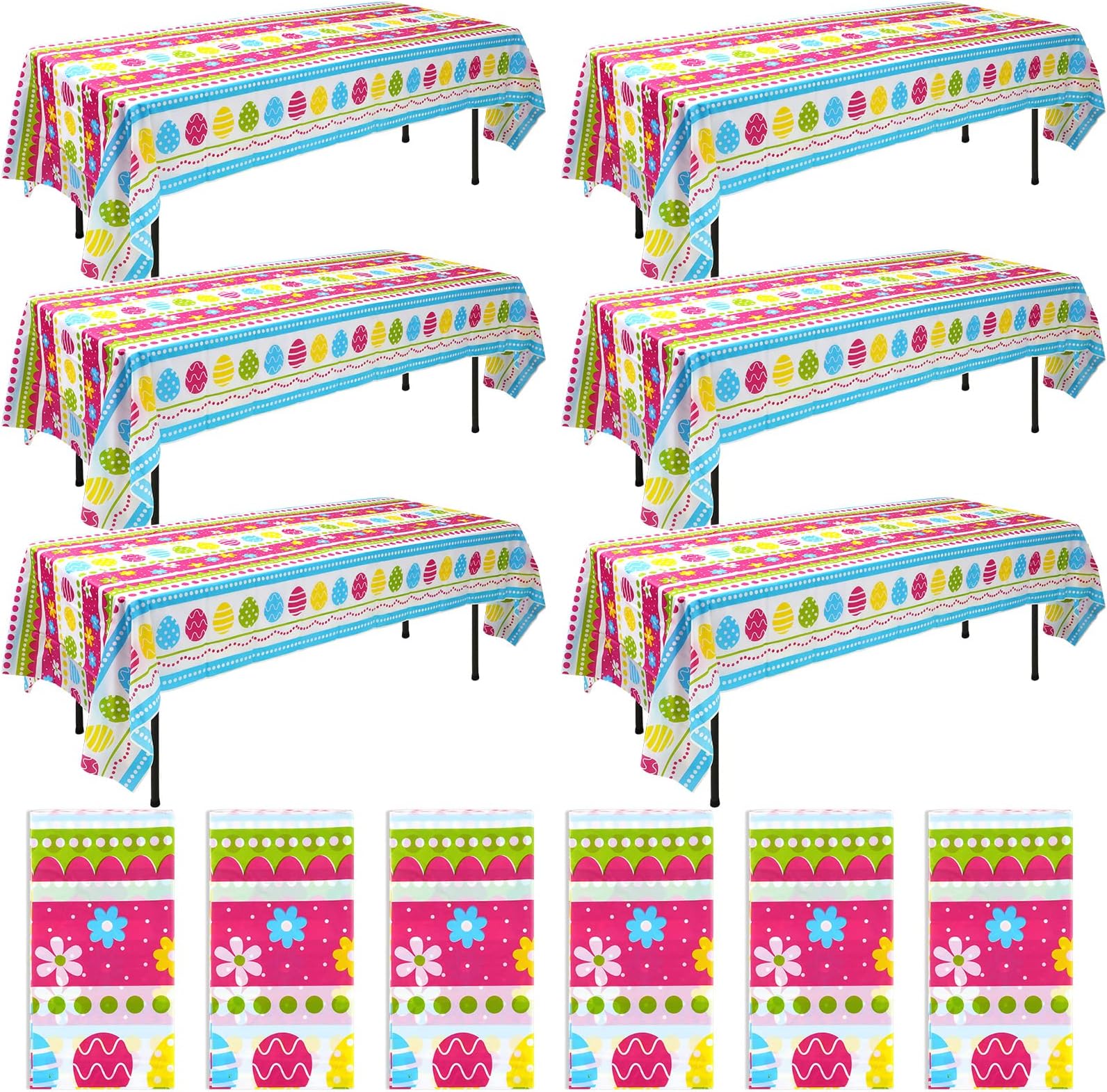 Oudain Easter Plastic Tablecloth Bulk 54'' x 108'' Egg