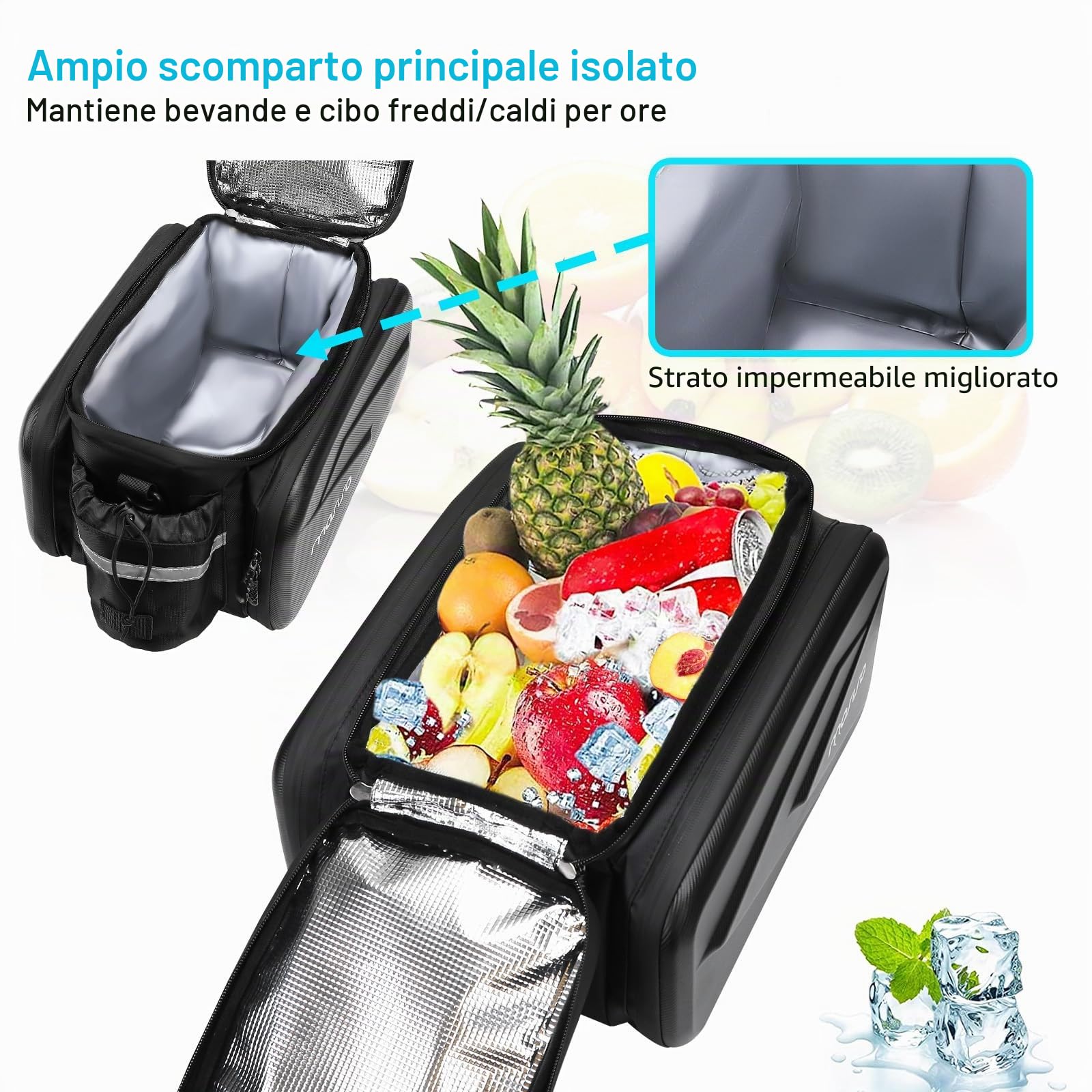 MOSISO Borsa Portapacchi Bici, Borsa Termica per Sedile Posteriore, 2 | Tasche Laterali in Eva con Borse Laterali Pieghevoli, 8 Litri, Borse Portaoggetti per Sedile Posteriore con Tracolla, Nero