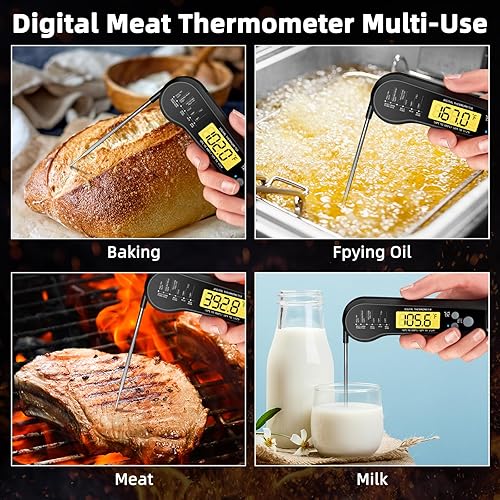 Miniatura 3 de Termómetro de carne de lectura instantánea para parrilla y barbacoa, termómetro digital de alimentos de precisión rápida con luz de fondo e