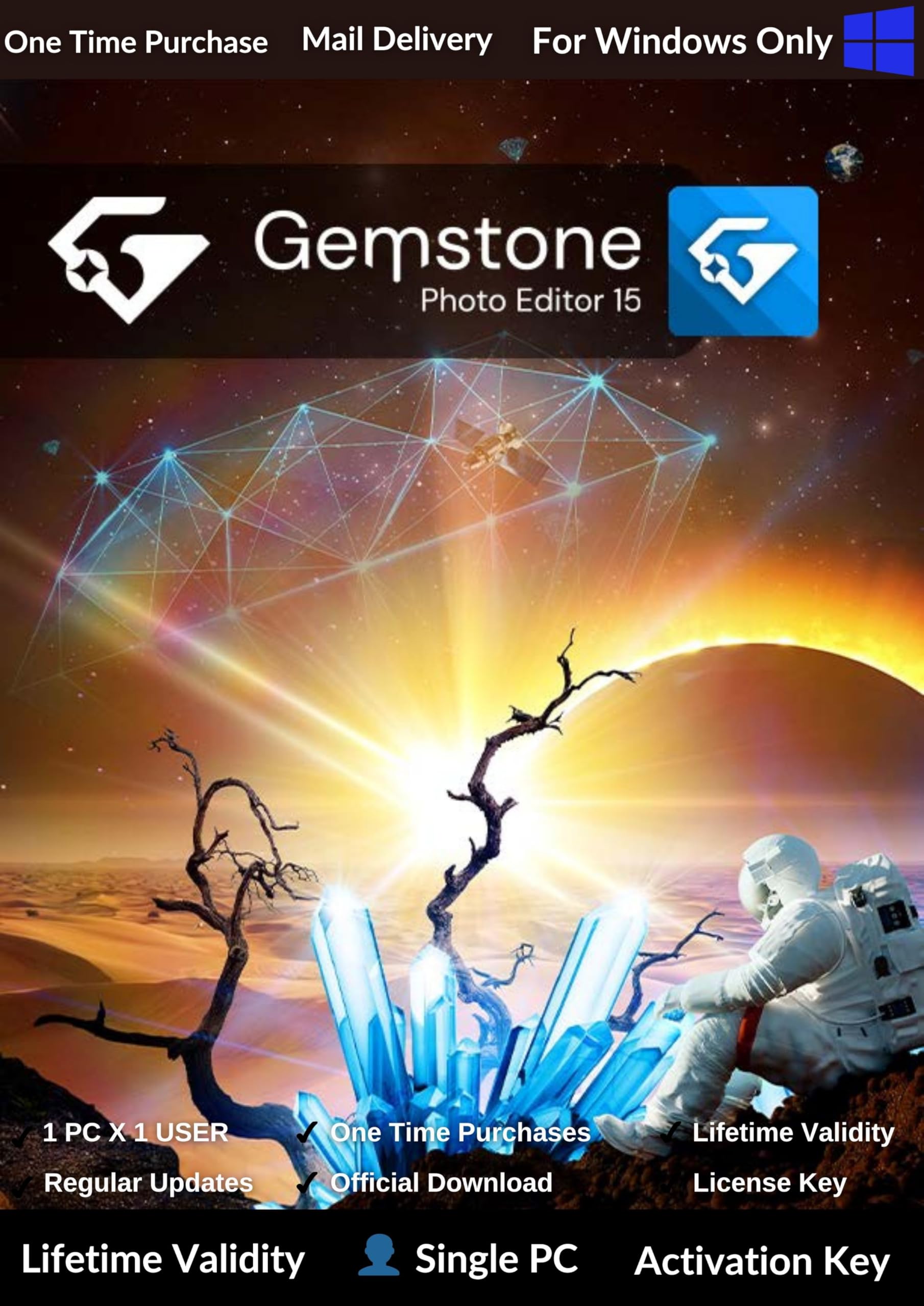ACDSee Gemstone Photo Editor 15 | 2025 Latest Edition | AI-Powered Image Editing Software | AI Object Masking | AI Super-Resolution | Creative Suite for Photographers & Designers AI Editing | Layer Masks | For Windows | Lifetime Validity