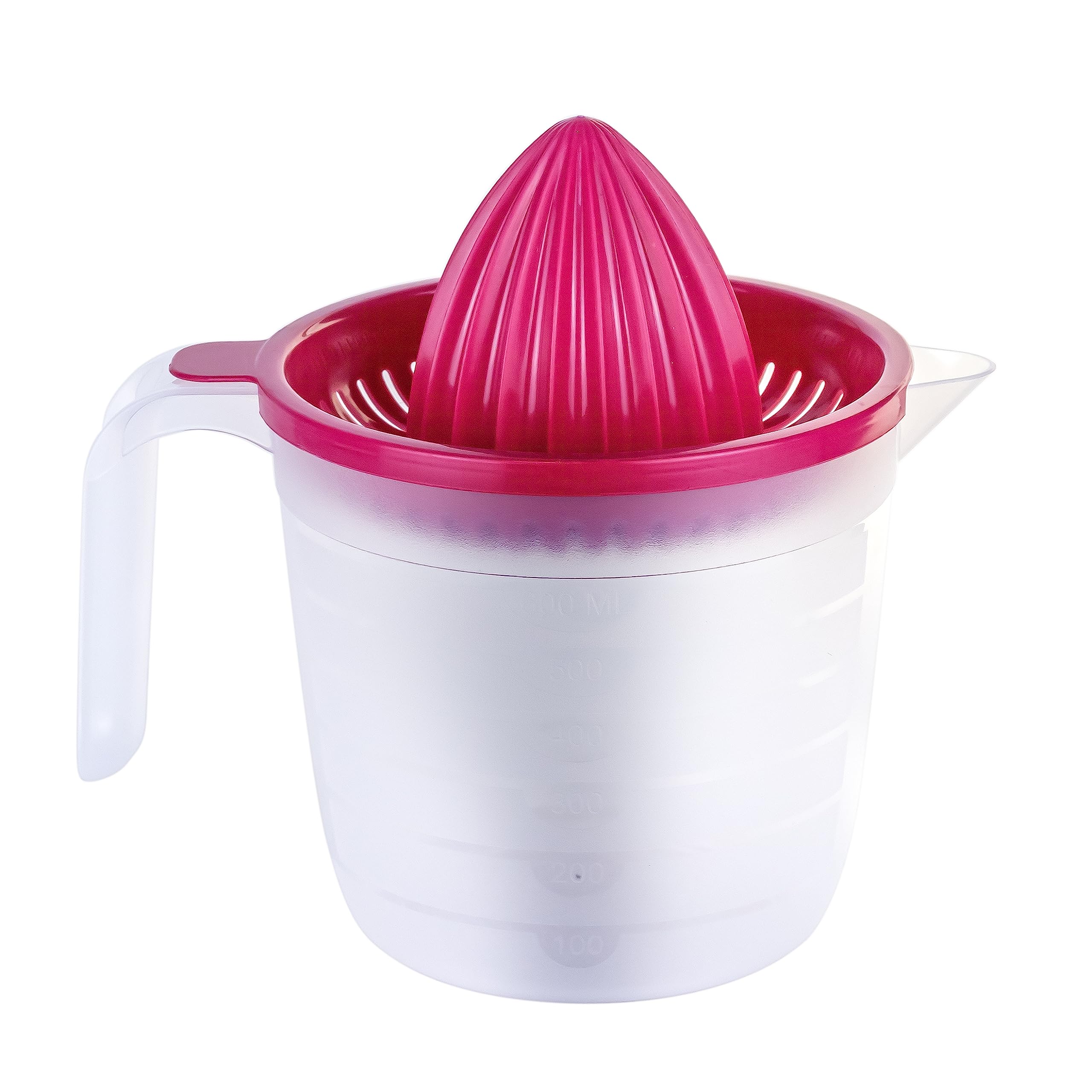 PlasticForte Plastic Forte Plastic Citrus Presses - Orange Juicer, Lemon Squeezer, Lime Juicer, Measuring Jug 600ml Capacity,Magenta