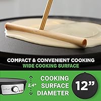 Vista 6 de Nutrichef Electric Crepe Maker Pan & Griddle - 12 Inch Nonstick Cooktop, LED Indicators & Adjustable Temperature Control, Includes Spatula, Batter