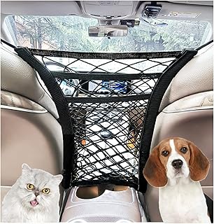 3-Layer Car Mesh Organizer, Seat Back Net Bag, Driver Storage Netting Pouch, Barrier of Backseat Pet Kids, Cargo Tissue Purse Holder（Upgrade Stretch Length）