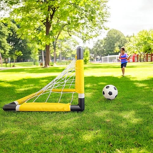 Miniatura 2 de Juego de portería de fútbol para niños con pelota, bomba y red, juguete deportivo portátil al aire libre para diversión de verano, fácil