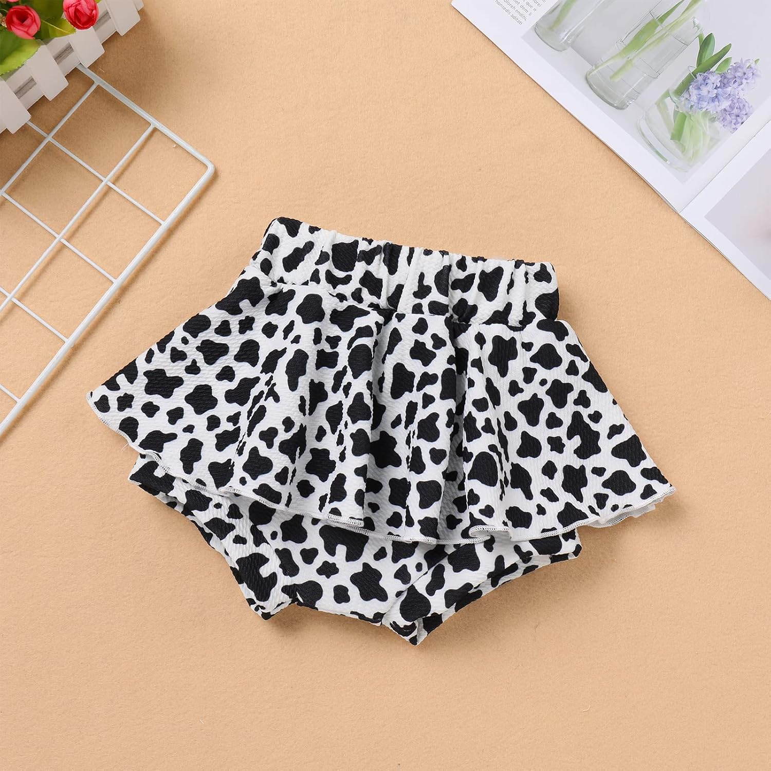 FYMNSI Baby Girls Mouse 1st Birthday Outfit Sunflower Peach ONE Romper + Tutu Shorts + Headband for Cake Smash Photo Props - Image 4