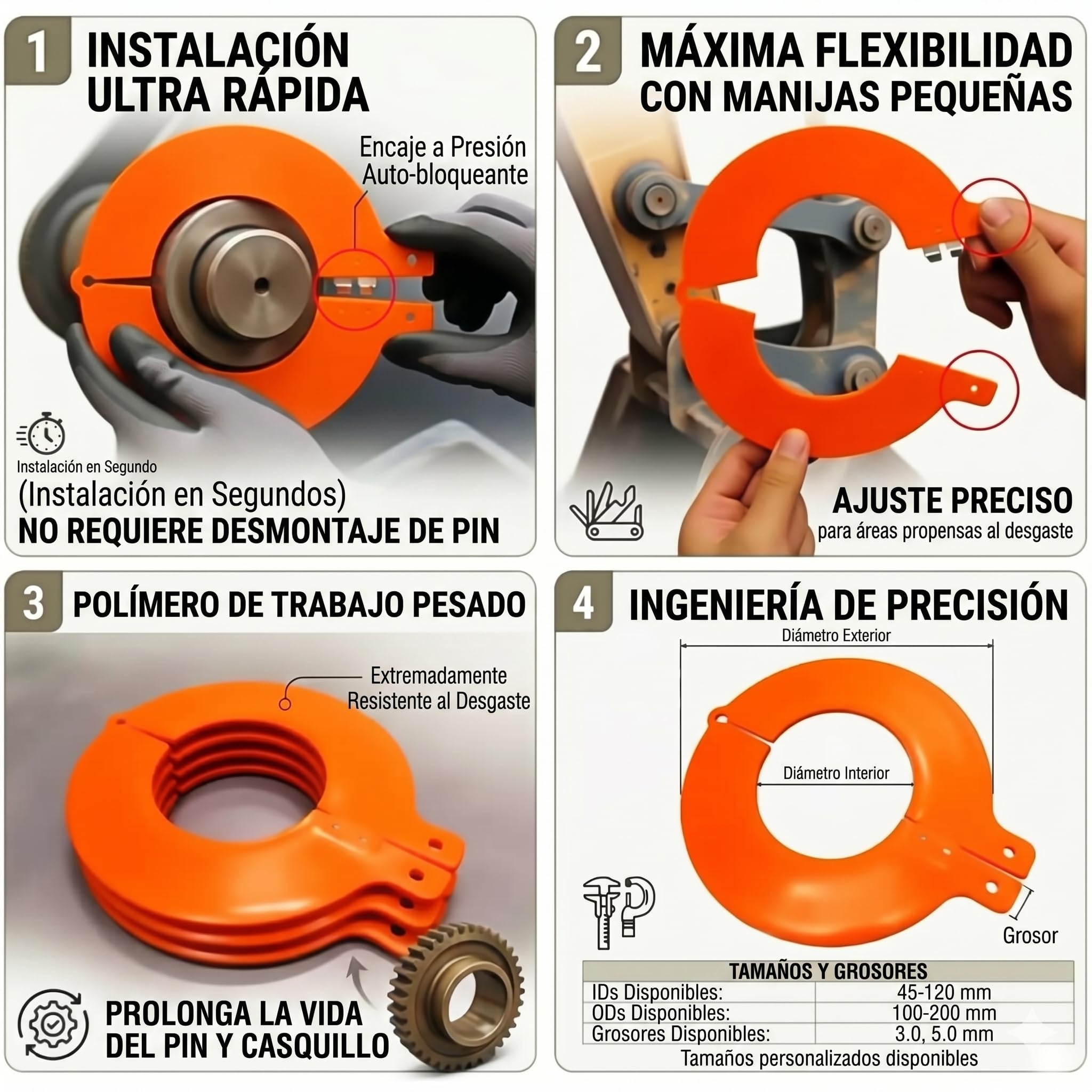 [Paquete de 10] Juego de Arandelas para Pasadores de Cuchara de Excavadora – Ajuste para Pasadores de 50 mm, Grosor de 3 mm, Compatible con Equipos JCB, Kubota, CAT, Komatsu