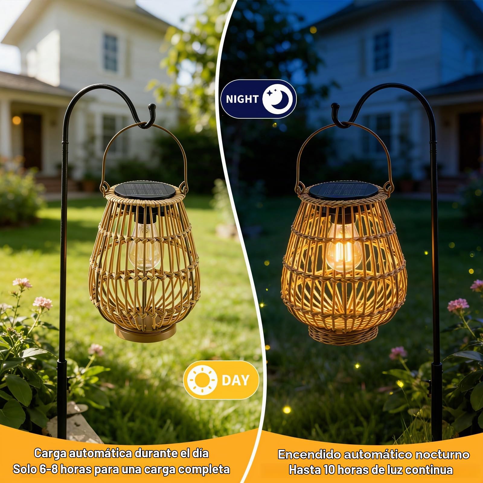 Lámparas solares para farolillos exteriores, 2 unidades, lámparas solares para exteriores colgantes o de pie, IP65 resistente al agua, regalo para el Día de la Madre para mujeres, mamá, abuela