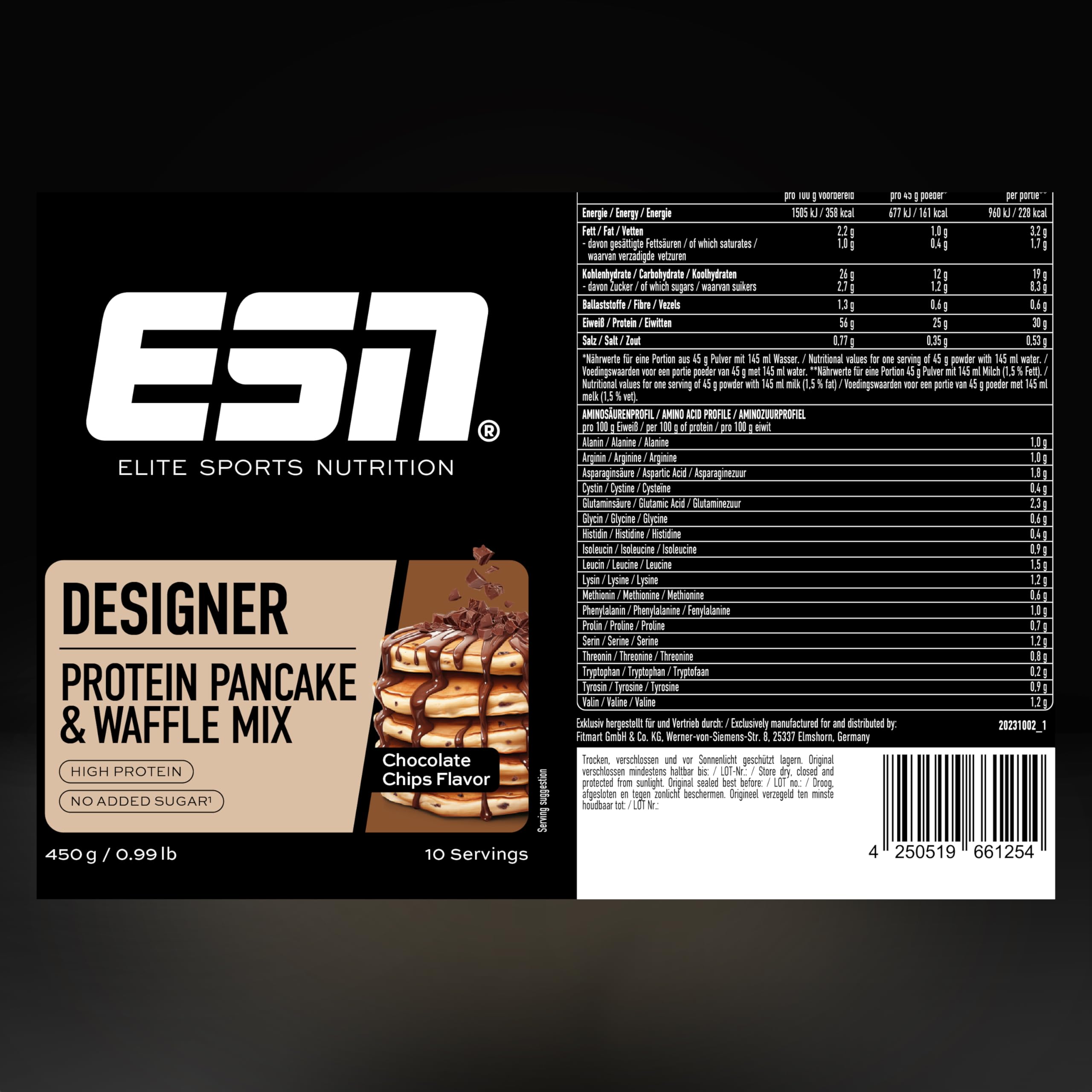 ESN Protein Pancakes and Waffles, Chocolate Chip, 908 g, Ideal für Muskelaufbau und Diät, bis zu 30 g Protein pro Portion - made in Germany