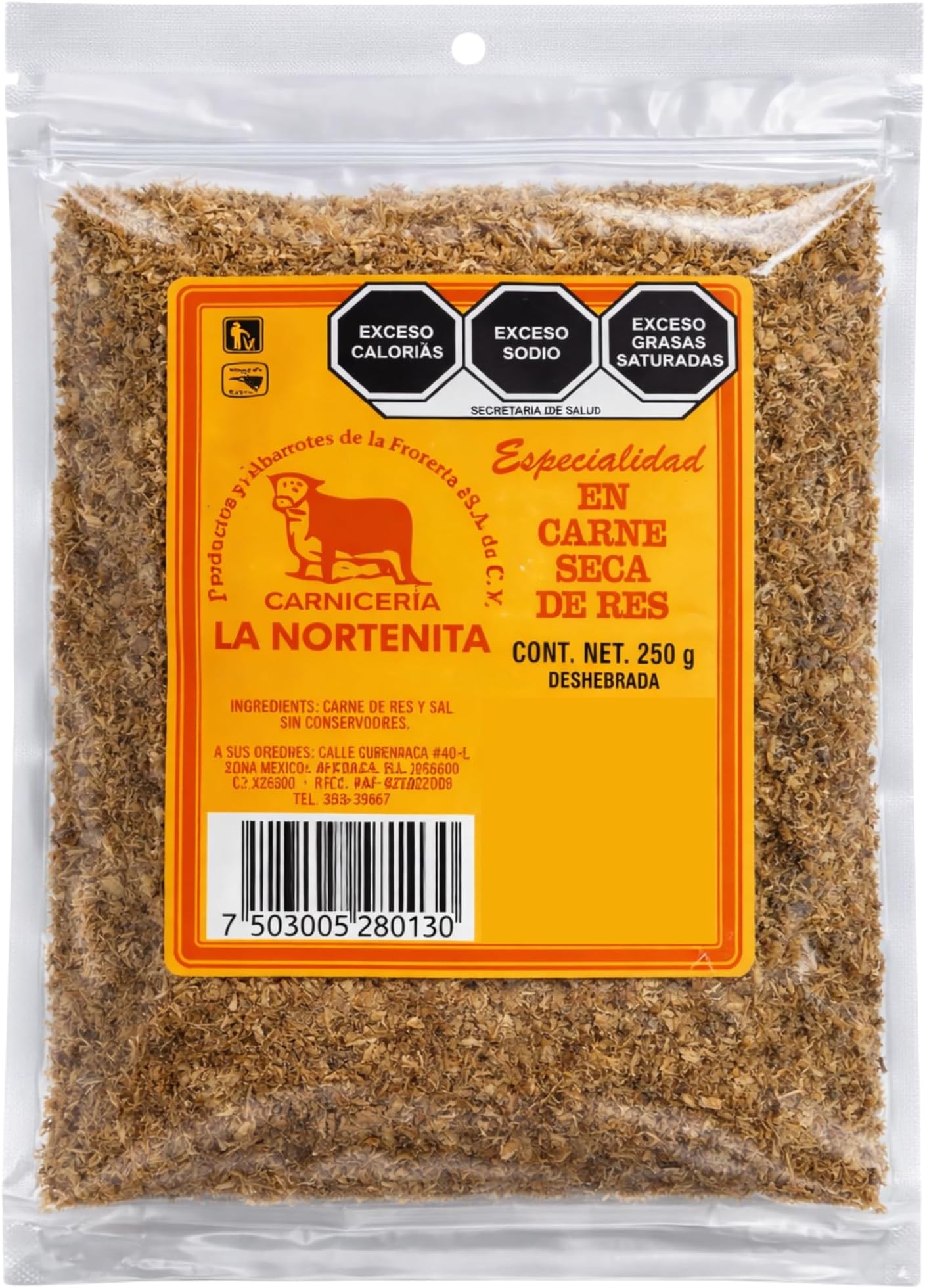 La Nortenita Beef Jerky - Carne Seca de Res, 250g (8.8oz) - Shredded Beef Snacks, Jerky Snacks, Meat Snacks - All Natural Ingredients, Without Preservatives, Premium Quality