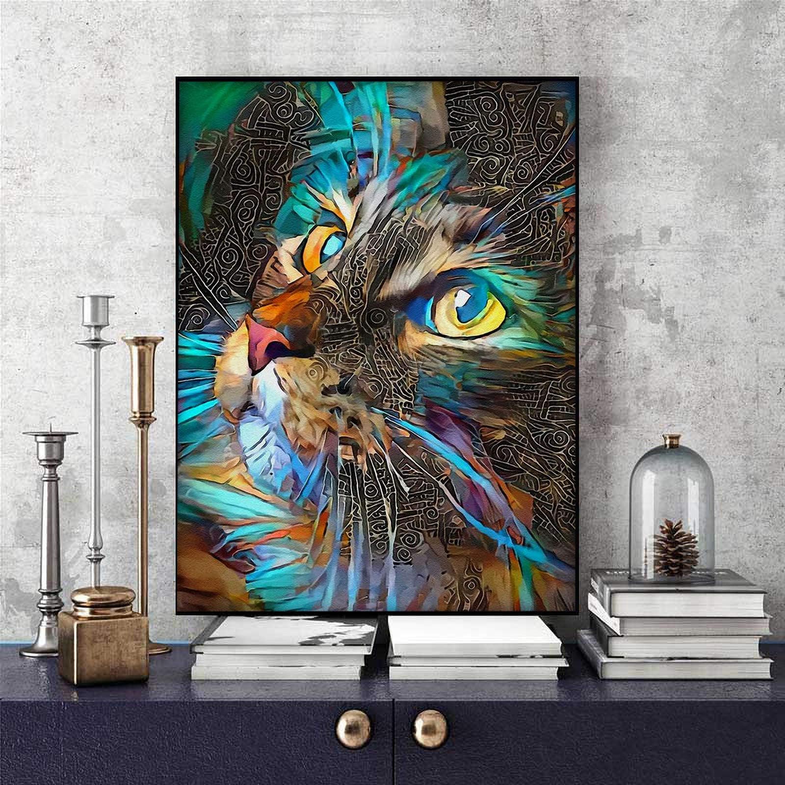Kit Diamond Painting 5D - Gatto Con Strass Rotondi, 30,5x40,6 Cm, Attività Creativa Fai Da Te Per Adulti E Bambini - 4