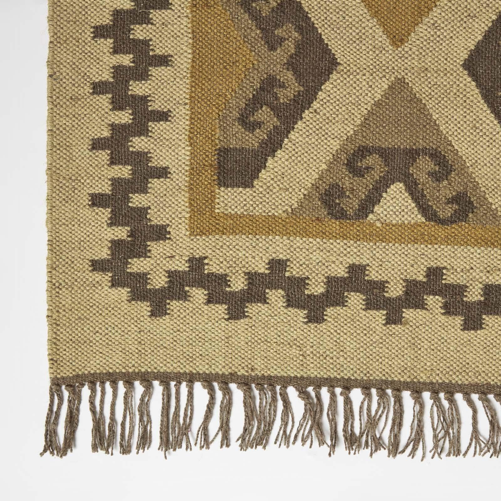 HOMESCAPES Tapis de Couloir Kilim en Jute et Laine, Tapis Multicolore Ravar, Tapis de Salon Artisanal 80x180 cm