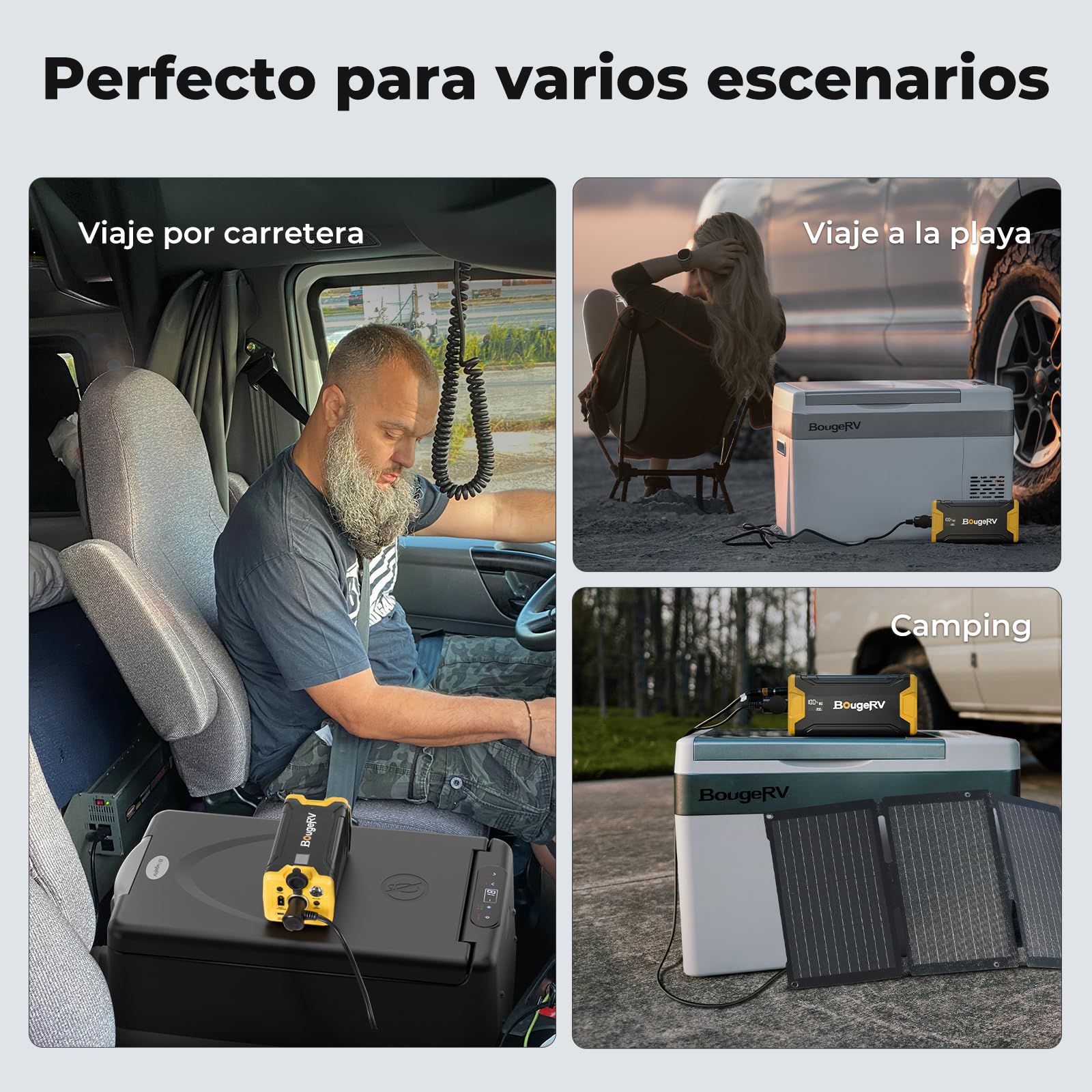 BougeRV Central eléctrica portátil de 266 WH para Nevera compresor CRPRO, y la mayoría de Las neveras con compresor de 12V/24V, Batería portátil con conexión fotovoltaica