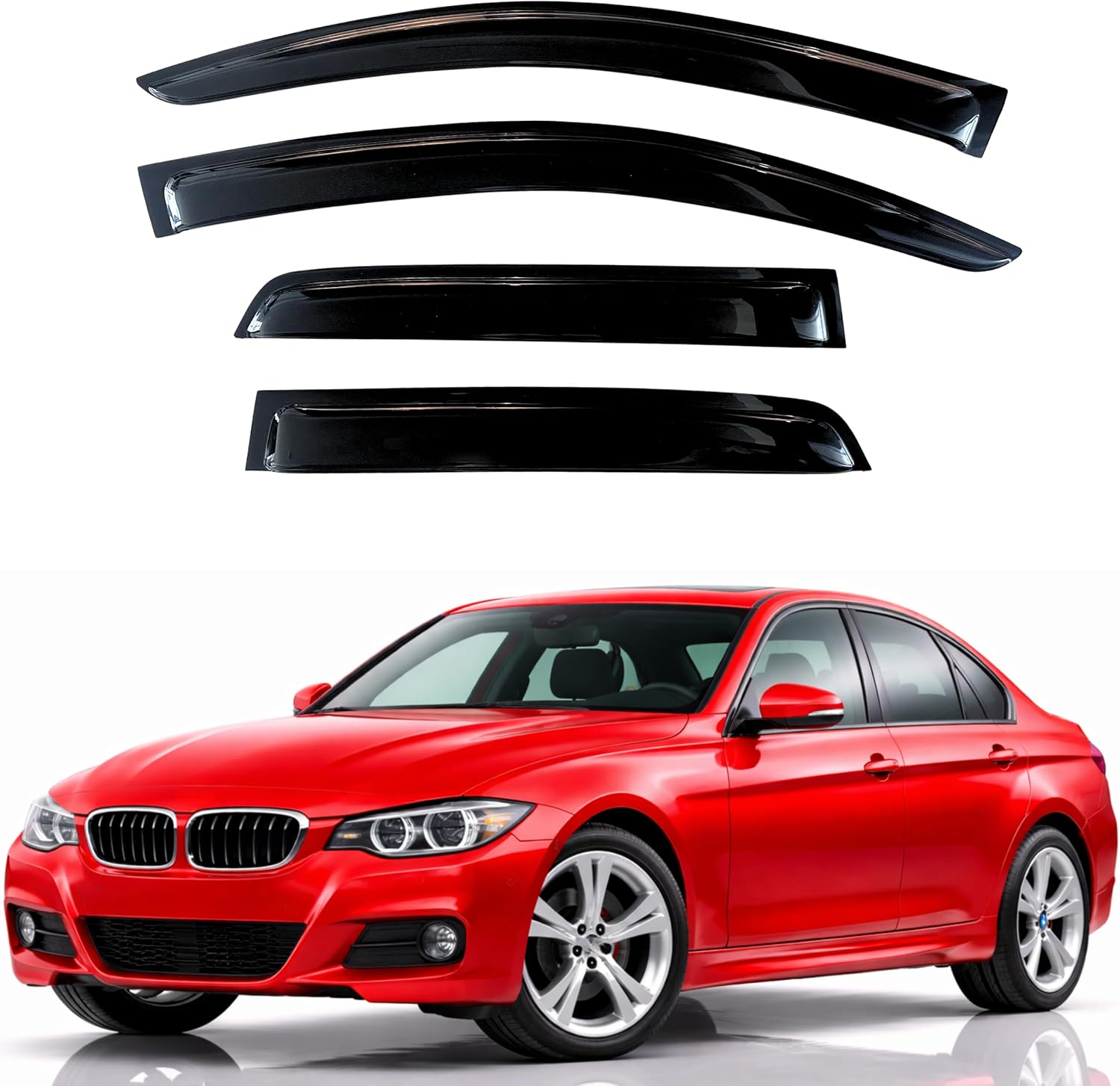 KPY Rain Guards Fit for 2012-2018 BMW 3 Series Sedan, Out-Channel Window Visors Vent Wind Deflectors 4PC, Car Accessories for 12-18 BMW 323 325 328 330 335 M3