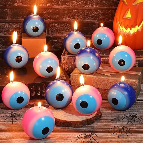 12 velas de Navidad de Halloween para el hogar, decoración de mesa de comedor, regalos de Papá Noel, velas de soya fantasma para suministros de