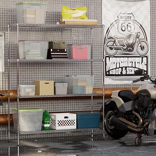 Miniatura 532 de Kit de estantería de alambre cromado de 4 niveles de 24 pulgadas de profundidad x 24 pulgadas de ancho x 64 pulgadas de alto Unidad de estante