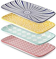 Vista 1 de Selamica Juego de 4 Bandejas Rectangulares de Cerámica para Servir de 12 Pulgadas, BandejasPlatos para Servir para Entretenimiento de Fiestas