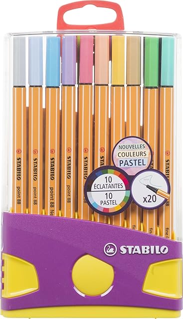 Fineliner - STABILO point 88 - Colorparade - Assorted Colours - 20 pcs - including 10 Pastel Colours