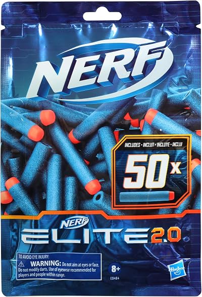 Nerf Elite 2.0 50-Dart Refill Pack - 50 Official Nerf Elite 2.0 Foam Darts - Compatible with All Nerf Blasters That Use Elite Darts