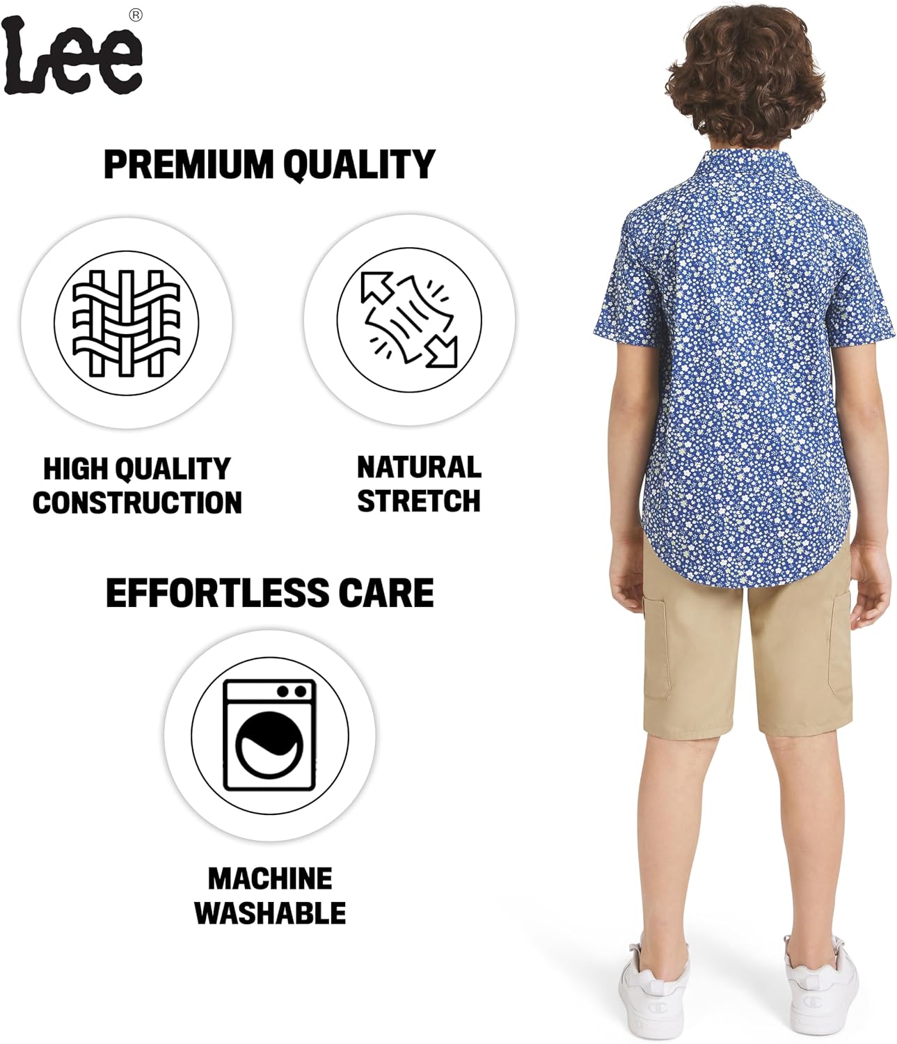 Lee Boys Short Sleeve Printed Button Down Shirt for Kids