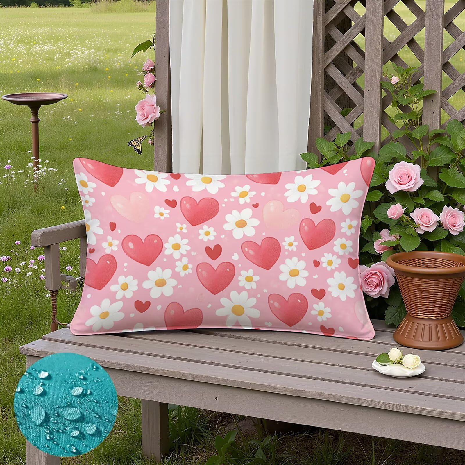Amour Taies d'oreiller 70x90 Housse Coussin Velours Lot de 2, Taie Oreiller Rose, Respirante Housse de Coussin Canapé Exterieur Impermeable pour Salon Jardin, avec Fermeture Éclair Invisible K3-383
