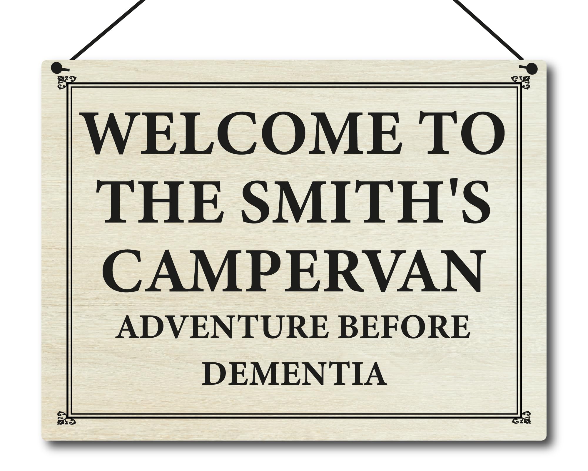 Personalised Campervan Sign – Adventure Before Dementia | A5 Aluminium Plaque with Waxed Cotton String