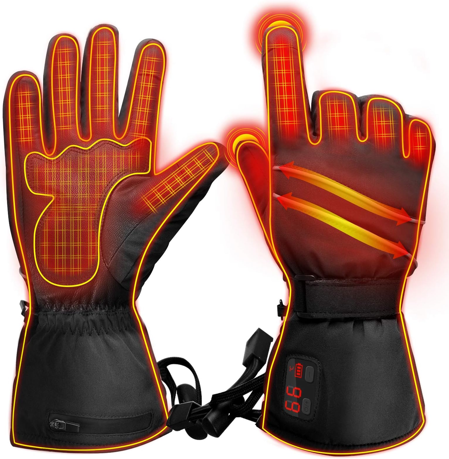 FUN LAVIE Rechargeable Heated Gloves Touchscreen Gloves for Women and Men with Battery (XXL)