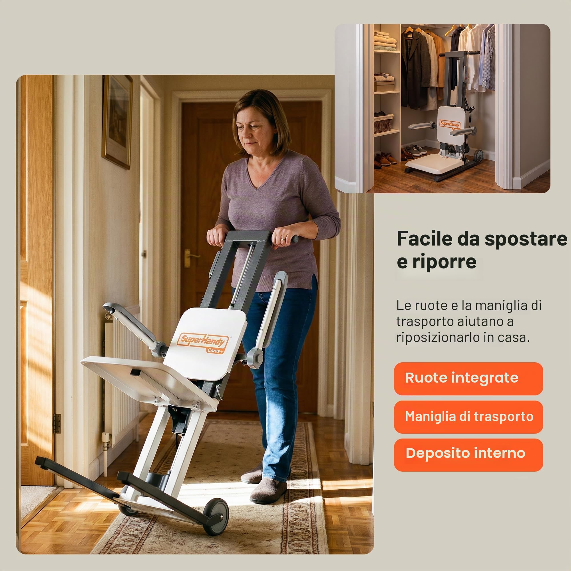 SuperHandy GoRise FS Sollevatore elettrico terra-in-piedi, portata 227 kg | assistenza alla posizione eretta, design portatile e regolabile, ergonomico e facile da riporre;Brevettato