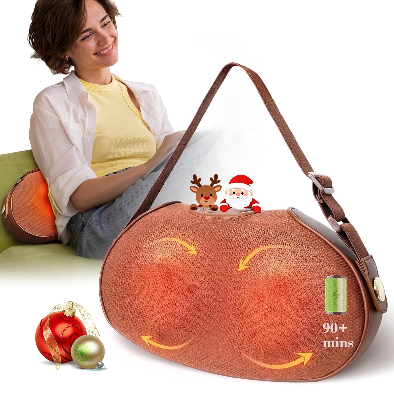 CuPiLo Neck and Back Massager with Heat - Ideal Gift for Women & Mom,Cordless 3D Kneading Deep Tissue Massage Pillow for Neck,Leg,Upper &Lower Back