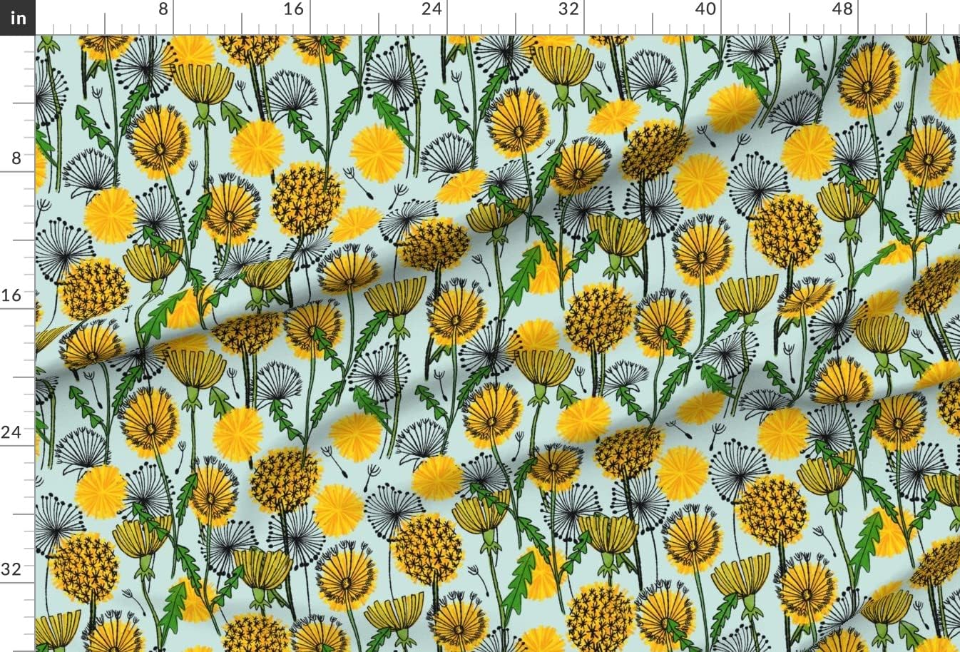 Spoonflower Fabric - Midcentury Dandelions Floral Garden Botanical Printed on Minky Fabric by The Yard - Sewing Baby Blankets Quilt Backing Plush