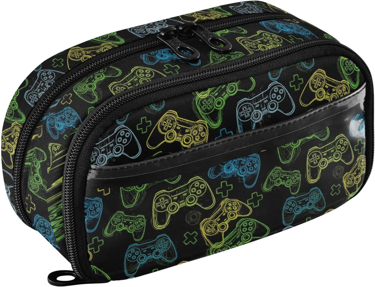 Gaming Gamepad Pattern PVC Pencil Case, Stationery Bag