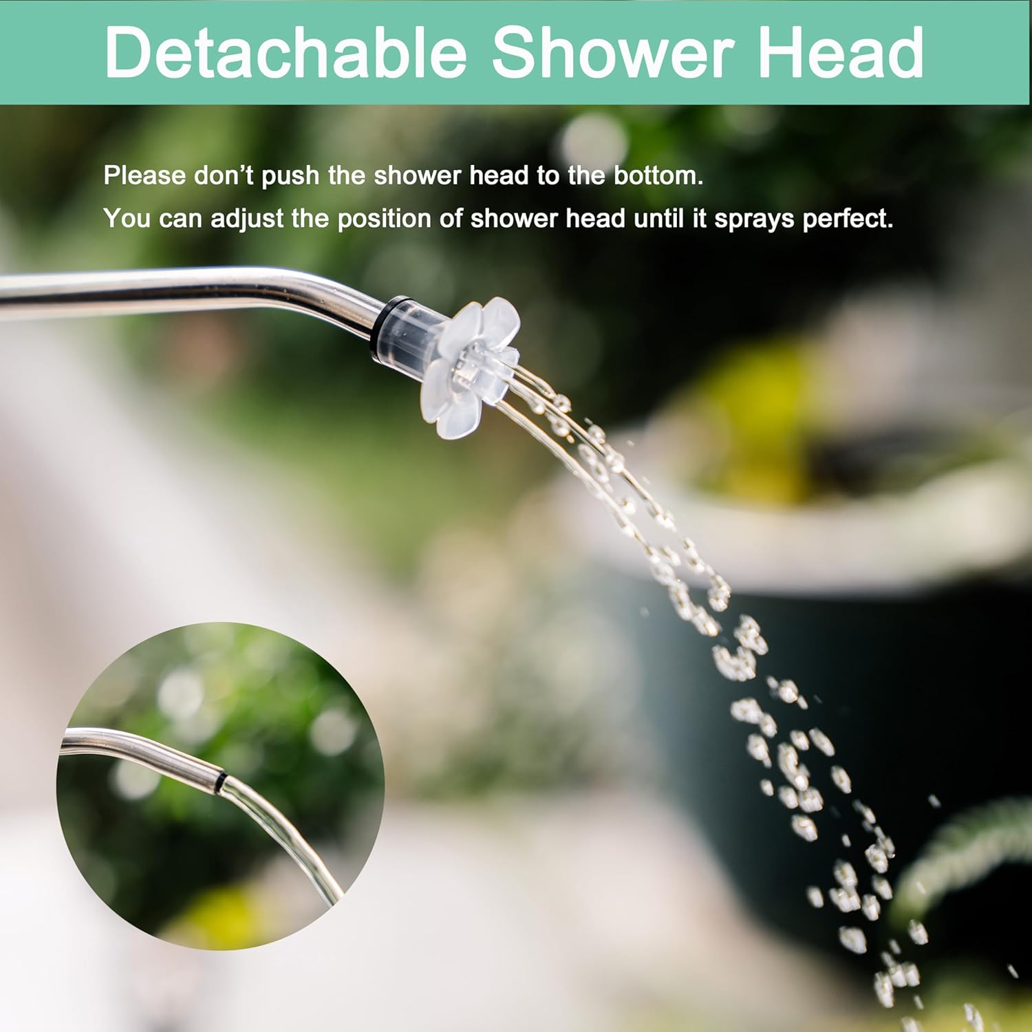 small watering can for indoor plants - 34oz leakproof lightweight pot with long spout & bonus shower head, indoor watering can for house plants in sage green