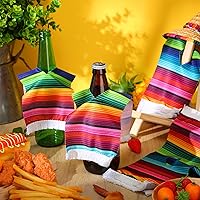 Vista 3 de Zubebe 30 piezas de poncho de cerveza mini serapes para Cinco de Mayo, poncho mexicano de sarapes surtidos, cubierta de bebida para botellas