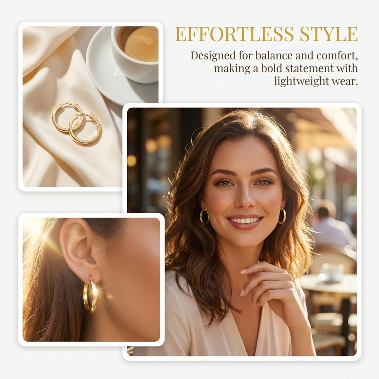 14k Yellow Gold Hoop Earrings 2.5mm for Women Trendy Chunky Hoops Earring Lightweight Hypoallergenic 14kt Classic Round Hoop Jewelry, 20mm/25mm/30mm/40mm
