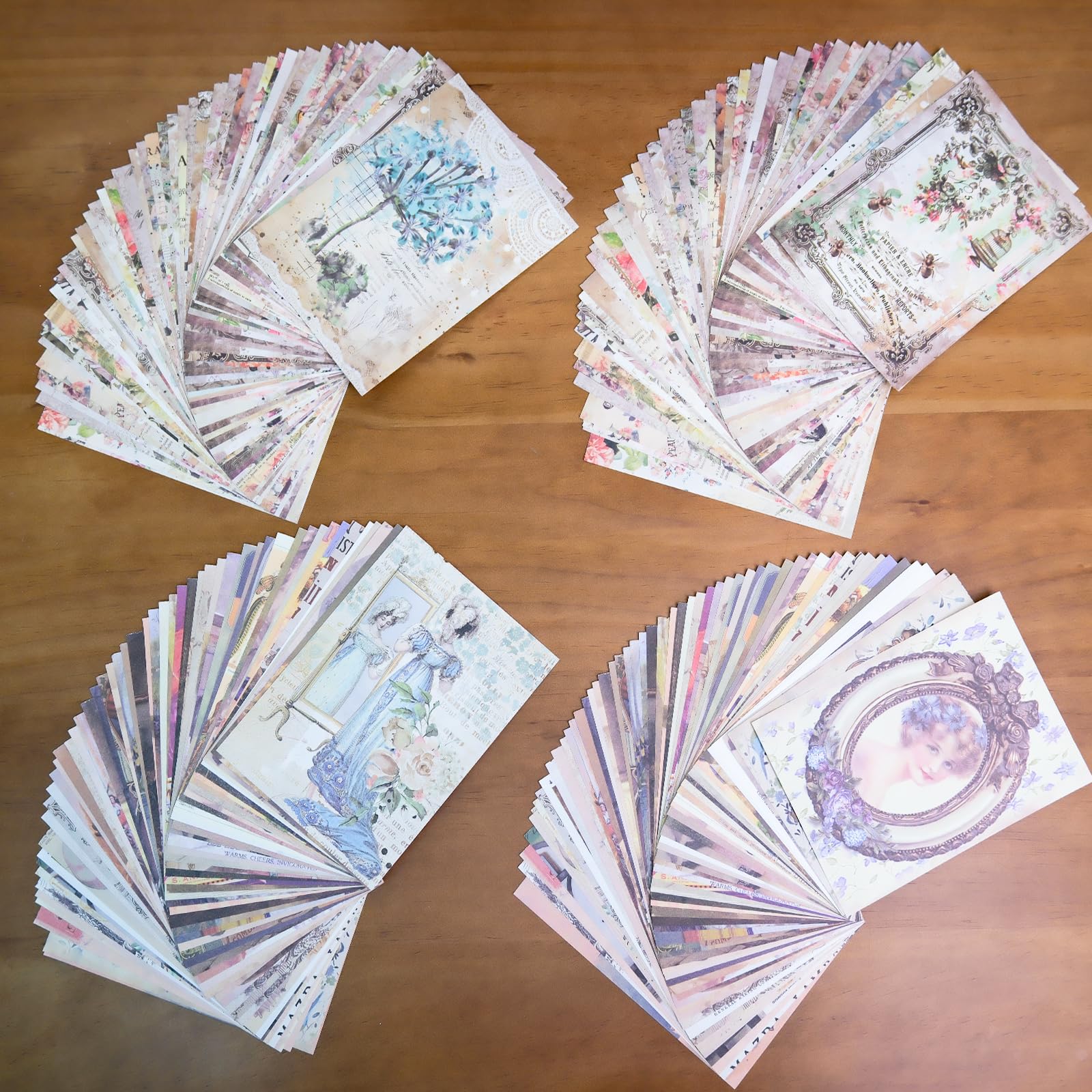 200 Pcs Deco Papers for Scrapbooking, 3.9*5.5in Vintage Decoupage Paper Junk Journal Supplies, Retro Flower Butterfly Sunflower Ephemera Paper Pack