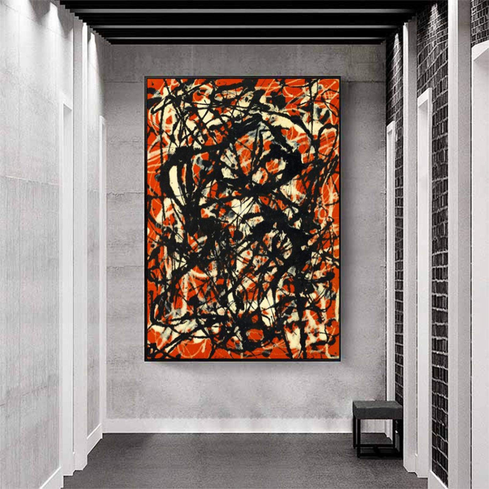 Amazon.co.jp: モダン抽象キャンバス絵画赤と黒のポスターとプリント