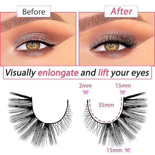 Miniatura 5 de 5 pares de pestañas postizas de aspecto natural de ojo de gato, pestañas falsas de visón sintético, pestañas postizas de ojo de gato (5-9)