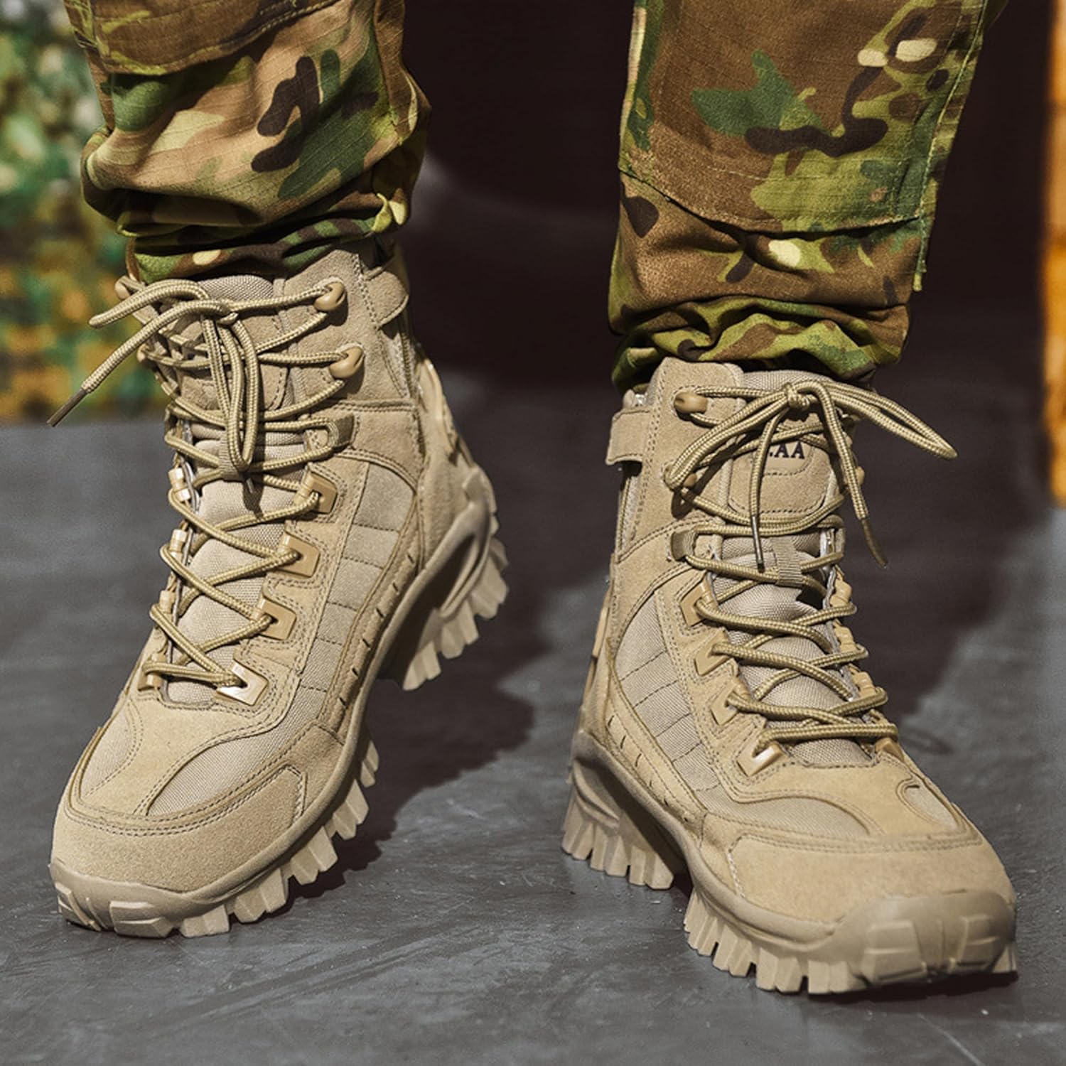 Men'S Waterproof Work Boots with Side Zipper Round Toe Lace-Up Non-Slip Orthopedic Hiking Shoes Lightweight Outdoor Camping Motorcycle Combat Boots