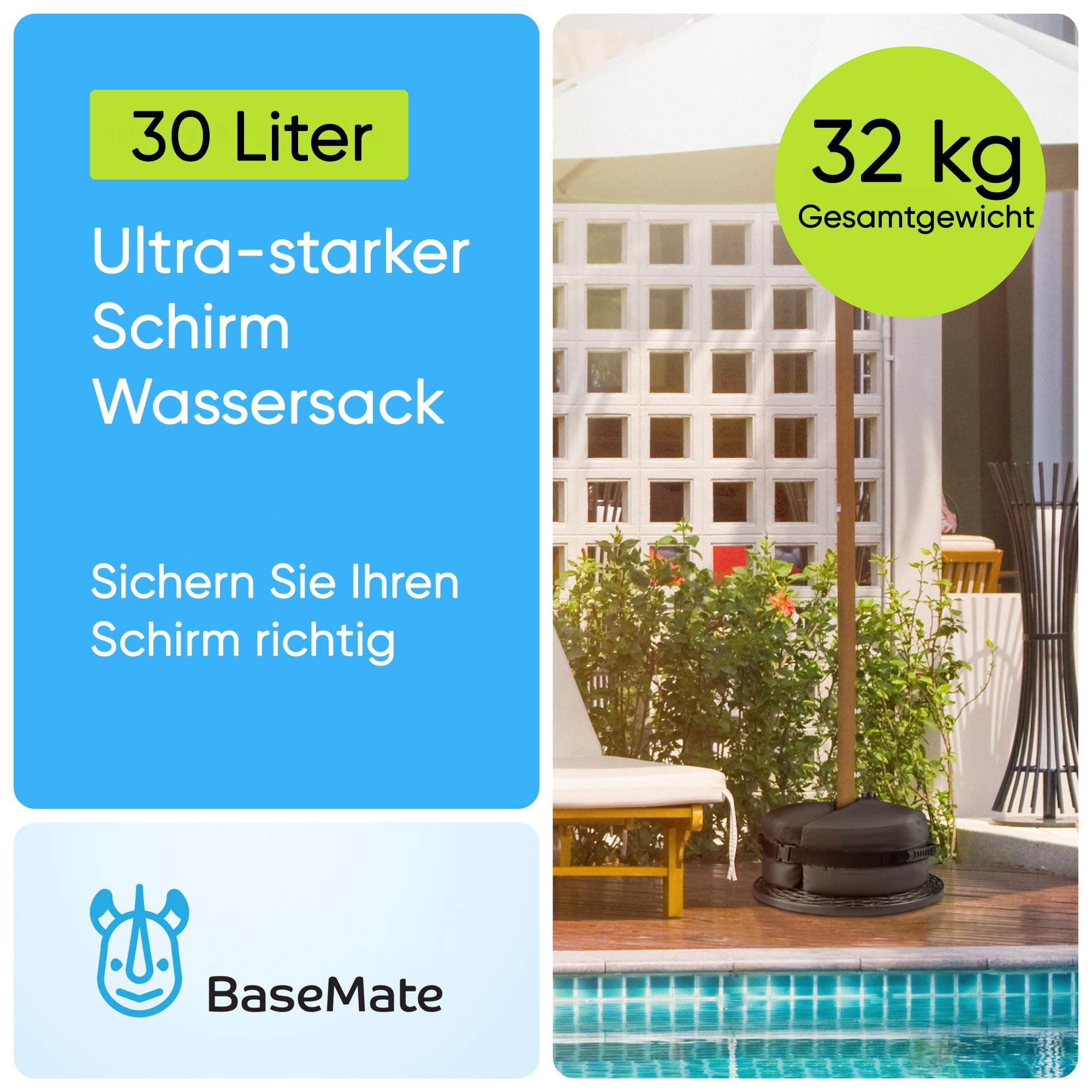 Rhino BaseMate Schirmständer Gewicht, schwarz - Schirmständer Freischwinger Wassersack
