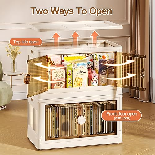 Miniatura 2 de Fangtueh Contenedores de almacenamiento plegables de 156 galones con tapas y ruedas, organizadores apilables de armario y almacenamiento, caja de