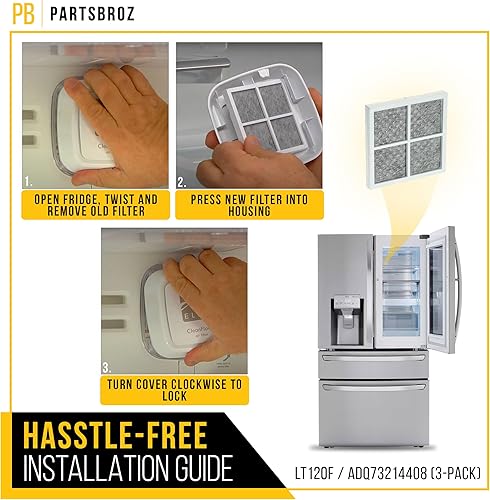 Miniatura 7 de PartsBroz Filtro de aire LT120F para refrigerador ThinQ LG, repuesto de filtro de aire para refrigerador, Kenmore Elite 46-9918 469918 9918