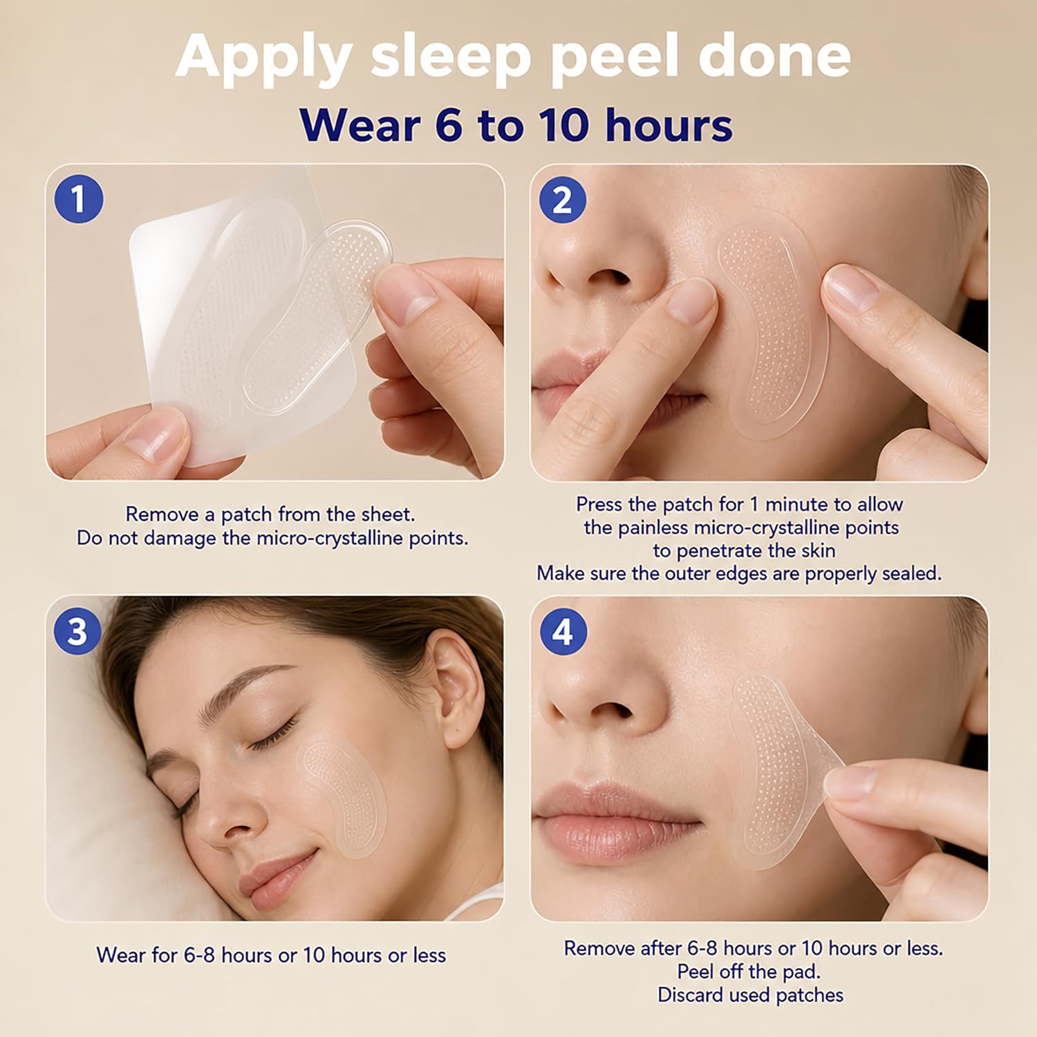 Dissolving Microdart Under Eye Patches and Smile line with Hyaluronic Acid and Tea Tree - 3 pairs - Wrinkle care patches for face overnight