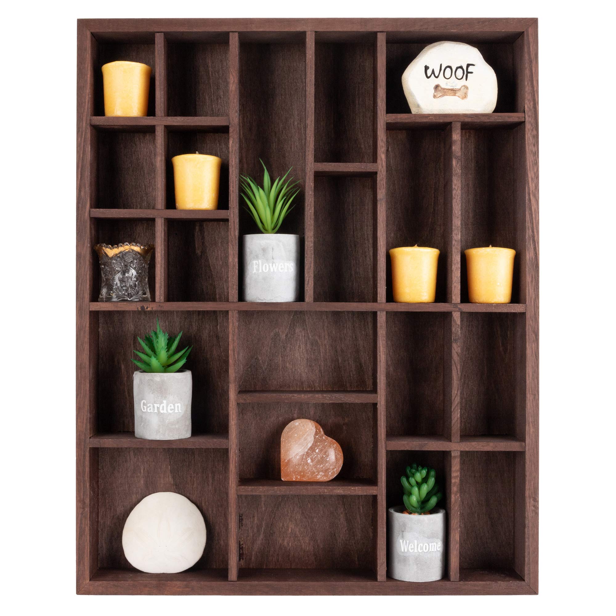 Buy RJ's Farmhouse Decor Wall Display Case 16x20 Inch Rustic Wooden Display Shelf, 21