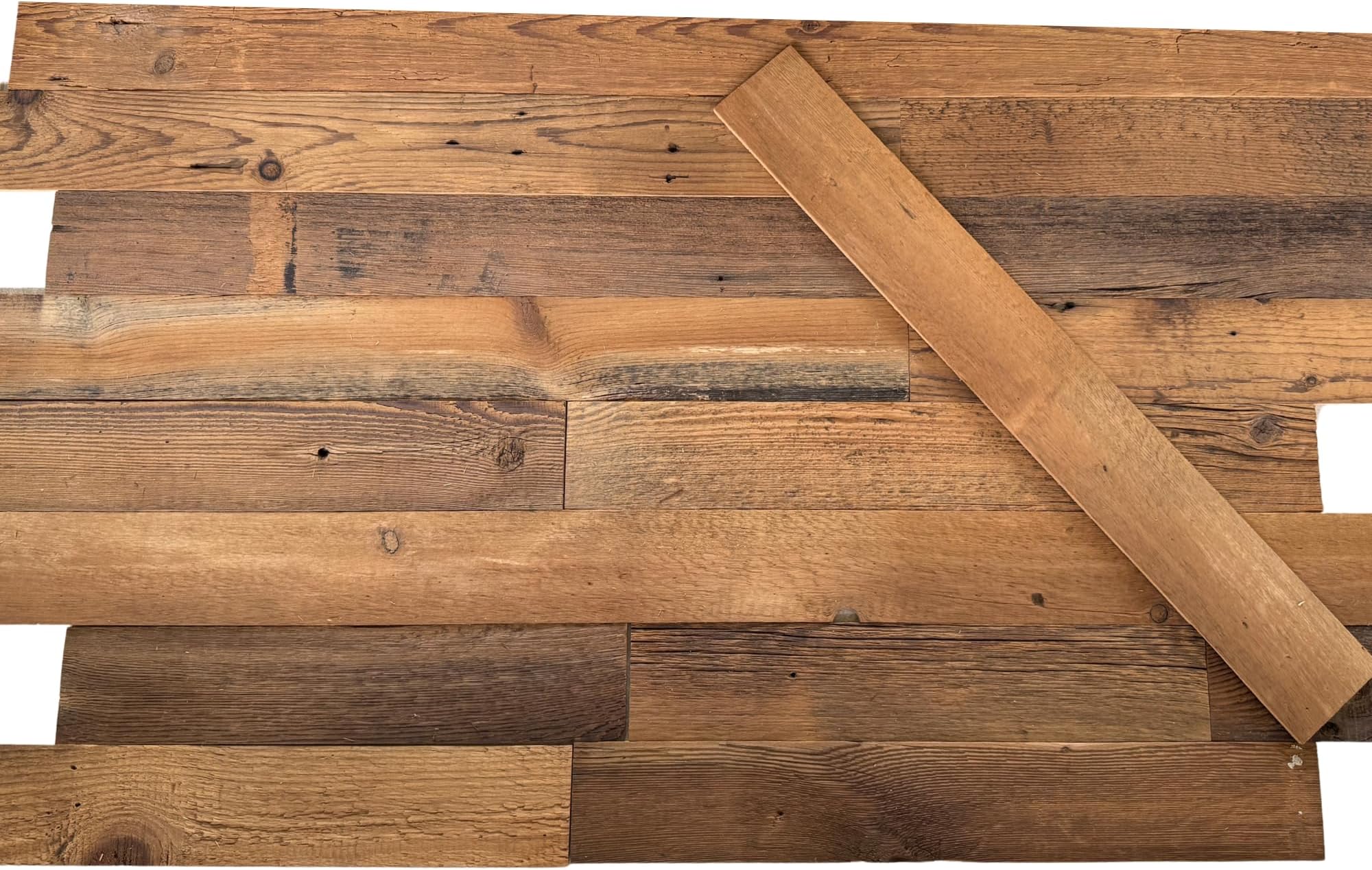 Reclaimed Barn Wood Wall Panels - Authentic Weathered Wood Planks for Accent Walls, 3/8" Thick Kiln-Dried DIY Wall Covering (20 Sq Ft, 3.5" Wide, Brown Natural)