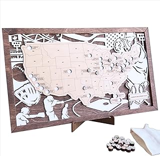 Custom Baseball Stadium Travel Map Tracker, Personal Ballpark Stadium Map, Pro Baseball Stadium Tracker, American Ballpark Tracker, Baseball Keepsake Map, Baseball Stadiums Sign (With Silhouette)
