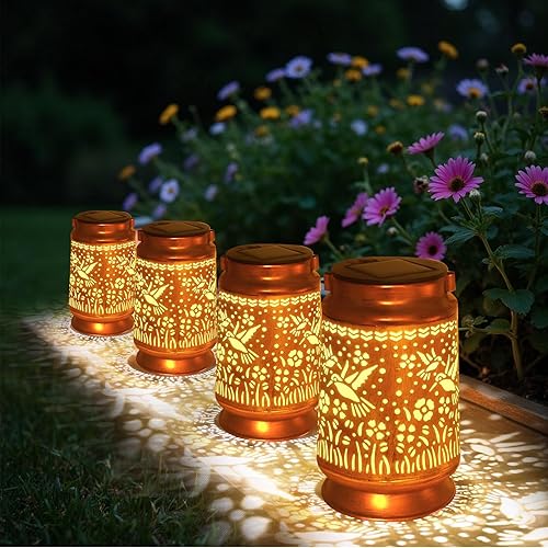 Miniatura 12 de Faroles solares impermeables para exteriores, regalos para mujeres, regalos para abuela, para mamá, colibrí, decoración de jardín, farol colgante