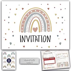 Lot De 28 Invitations D'anniversaire Pour Enfants - Ballons Arc-en-ciel - Invitations D'anniversaire Pour Garçons/filles A6 - Cartes D'invitation Pour