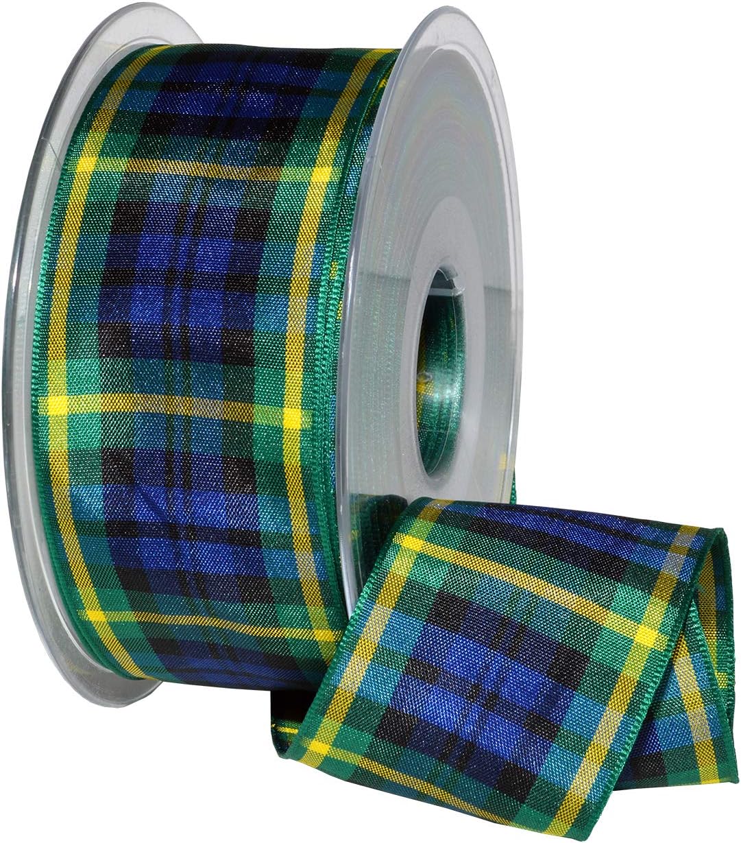 Morex Ribbon Edinburgh Ribbon, Scottish Heritage Family Colors, Christmas and Wedding Decorations, Plaid, 1.5 Inch by 27 Yards, Gordon