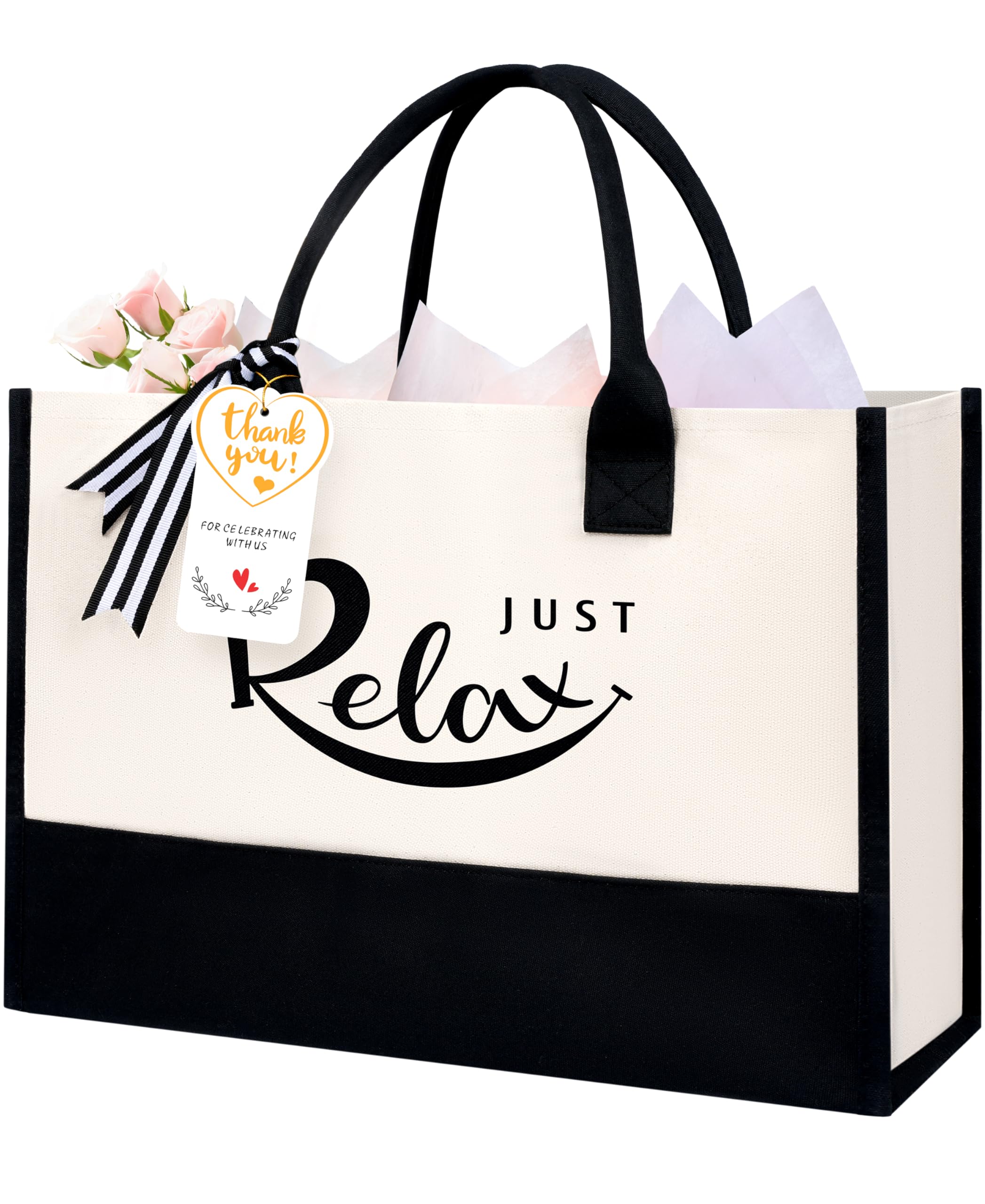 BAGAIL Initial Tote Bag, Personalized Birthday Gifts for Women, Teacher, Friends, Mom, Wedding, Monogrammed Beach Bag