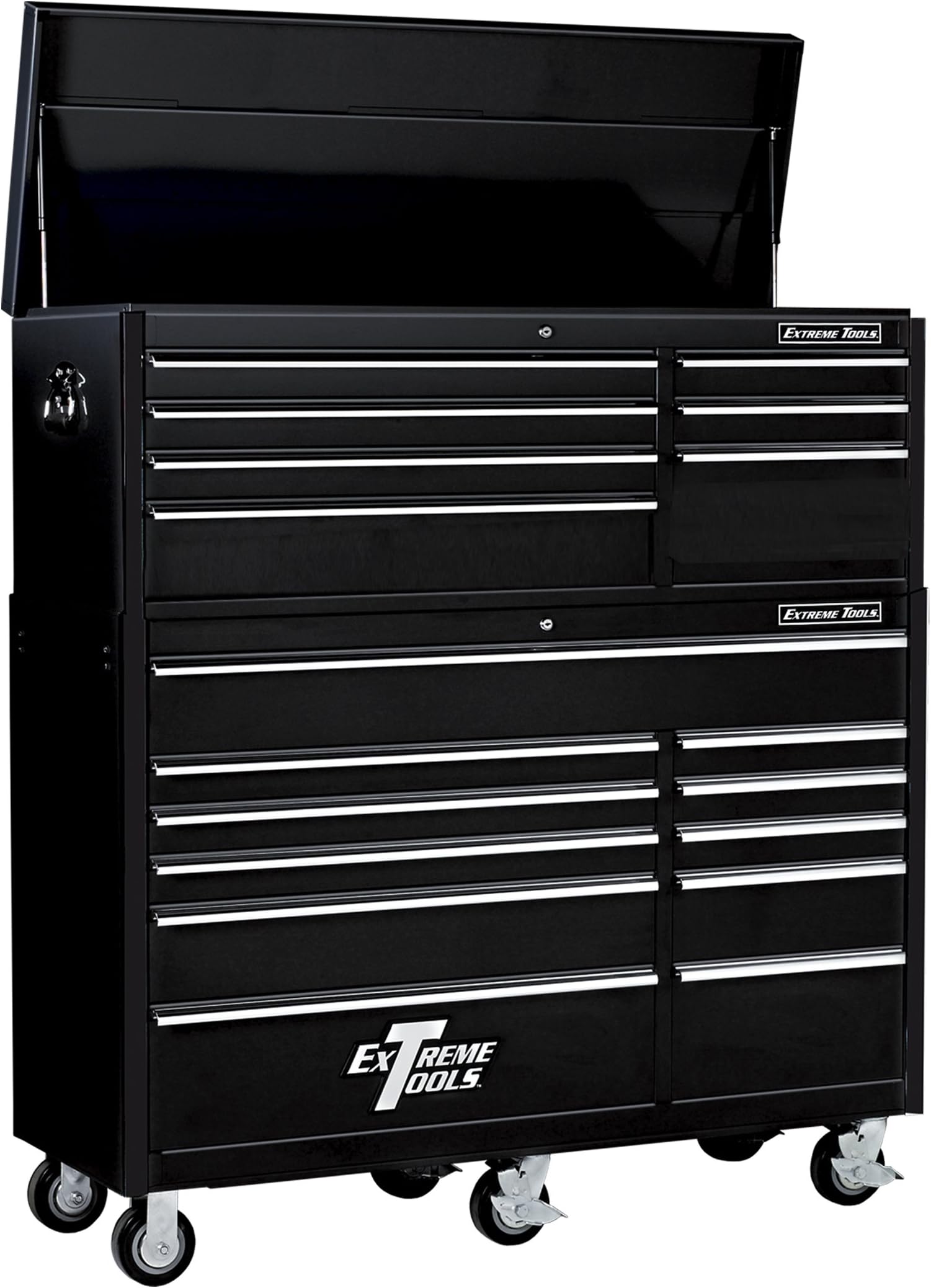 Extreme Tools RXE5618COMBOBK 7 Drawer Top Chest and 11 Drawer Roller Cabinet, 56-Inch, Black