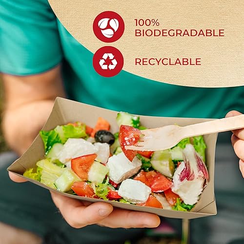 Miniatura 5 de Food Boats (paquete de 125) bandejas de comida de papel marrón de 3 libras, a prueba de fugas y aptas para congelador, bandejas de nachos